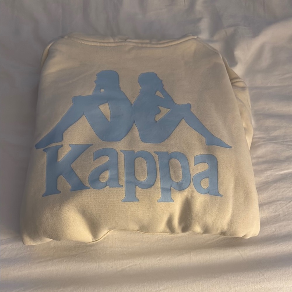 Kappa Off-White Hoodie with Sky Blue Logo
